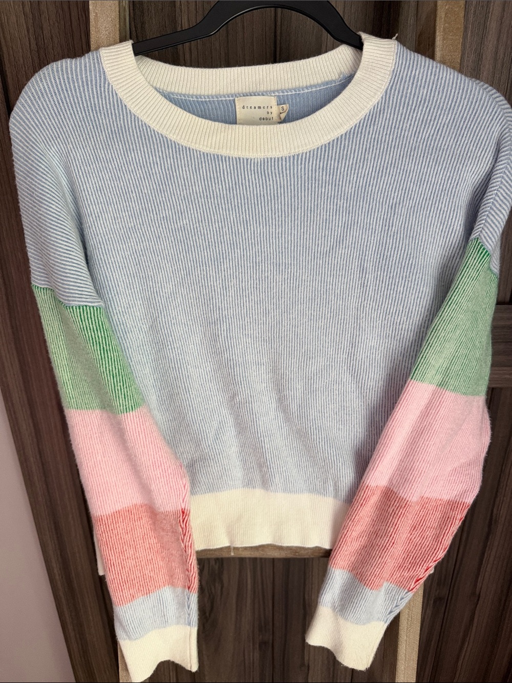 Dreamers By Debut brand Pastel Colorblock Crewneck Sweater - Light Blue